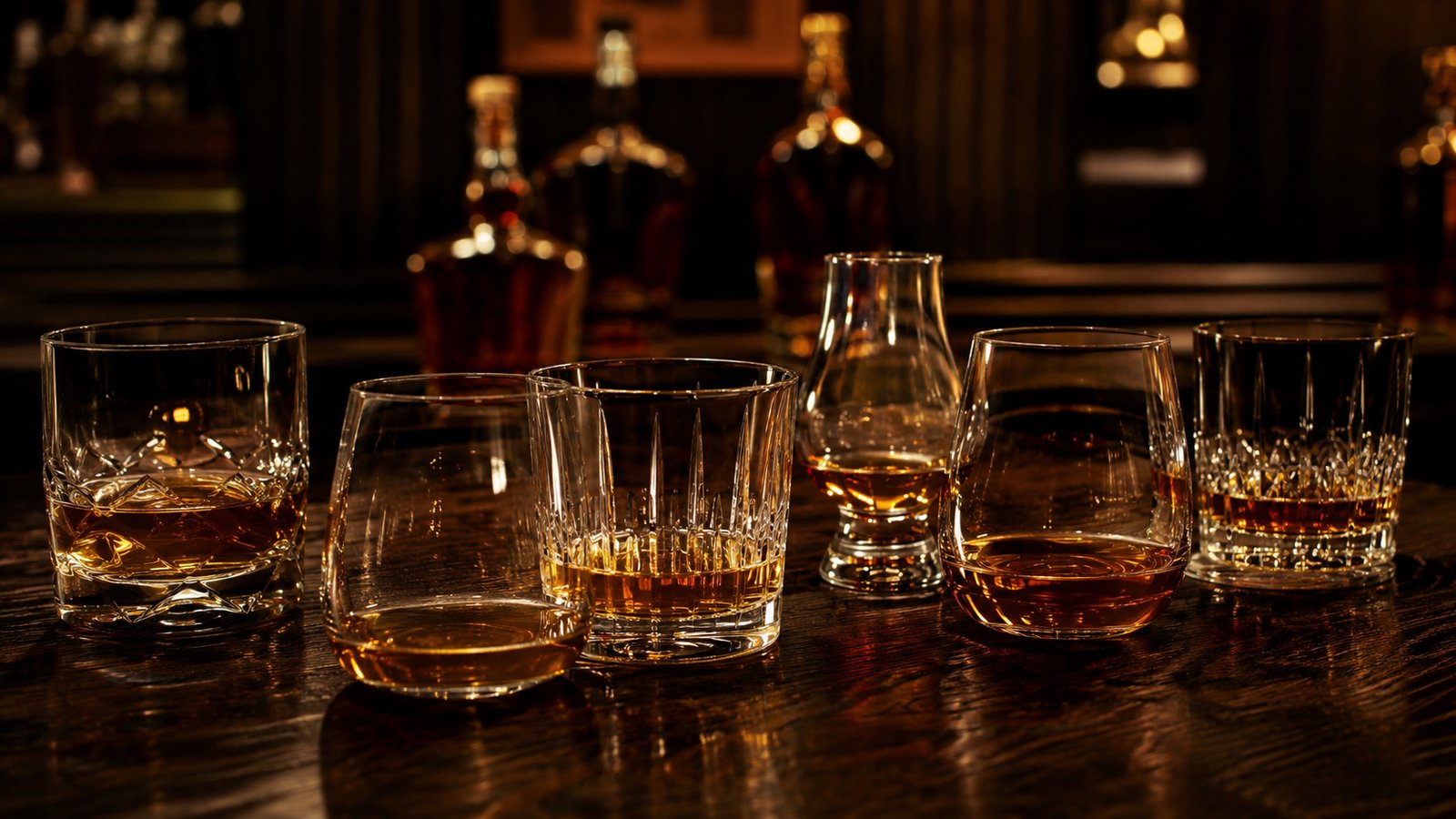 Muž si vychutnává sklenku whisky u stolu s dárkovou lahví — dárek pro muže